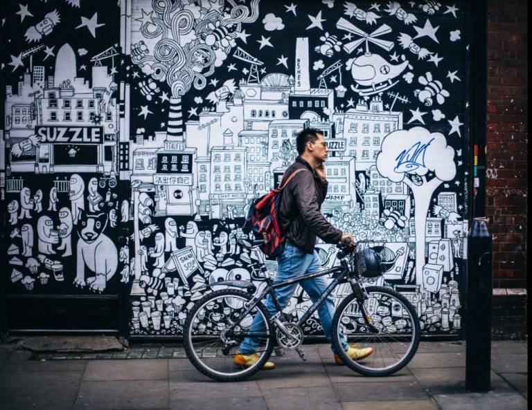 Guy phone bike