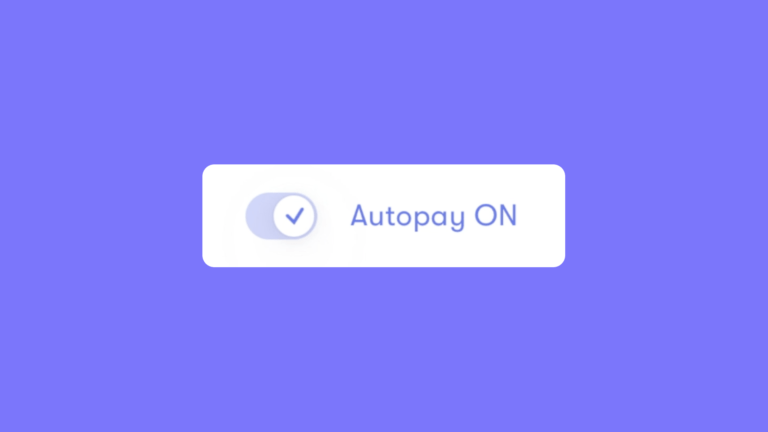 a switch is flicked to the right, with a check inside of it. text reads "autopay ON"