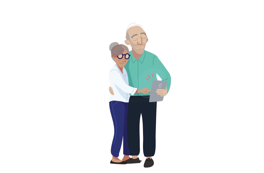 Why Seniors Love US Mobile's Plans and Service Ilustration of senior man and senior woman using cell phone plan on a tablet