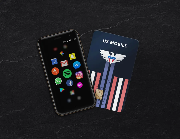 A palm phone and Super LTE sim card