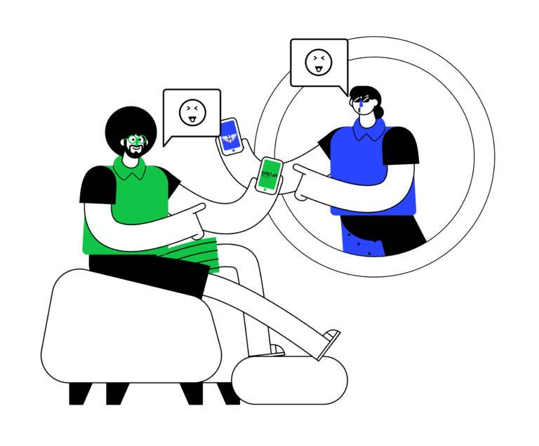 Two people comparing US Mobile and Total Wireless