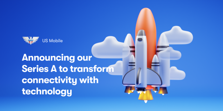 A rocket representing US Mobile flying to the heights
