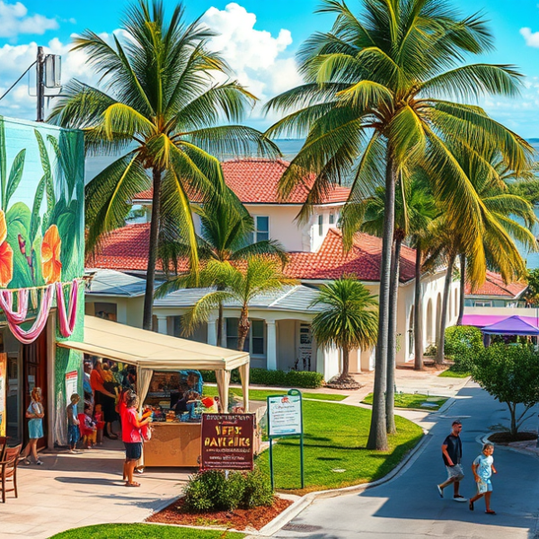 AT&T Coverage, Stores & Plans in 441 Corridor, Hollywood FL 33081 A vibrant street scene in 441 Corridor, Hollywood, FL (33081), showcasing a colorful mural of tropical flora and local wildlife on a community center wall, with