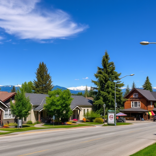 AT&T Coverage, Stores & Plans in Abbott Loop, Anchorage AK 99507 A vibrant street scene in Abbott Loop, Anchorage, AK 99507, featuring cozy single-family homes with charming craftsman and mid-century modern architecture, surr