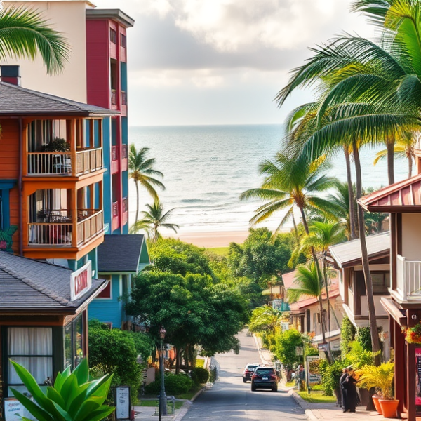 AT&T Coverage, Stores & Plans in Ala Moana, Honolulu HI 96836 A vibrant street scene in Ala Moana, Honolulu, HI (96836), featuring lush tropical foliage and a backdrop of the shimmering Ala Moana Beach Park with its iconic