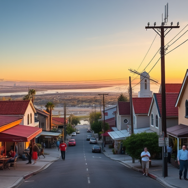 AT&T Coverage, Stores & Plans in Alviso, San Jose CA 95134 A vibrant street scene in Alviso, San Jose, CA 95134, showcasing a quaint neighborhood with colorful murals depicting local wildlife and historical landmarks in