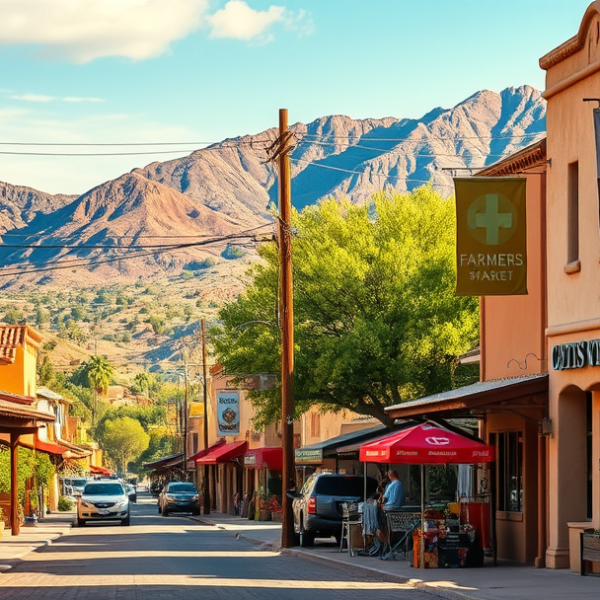 AT&T Coverage, Stores & Plans in Apache Junction, Mesa AZ 85207 A vibrant street scene in Apache Junction, Mesa, AZ 85207, showcasing a neighborhood rich with local landmarks like the colorful murals inside the historic Supe