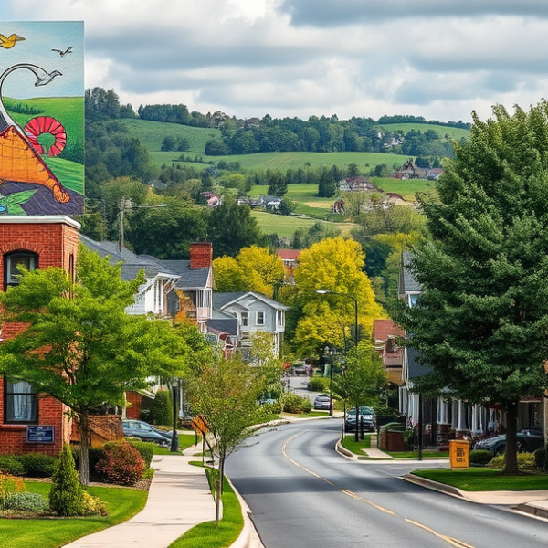 AT&T Coverage, Stores & Plans in Apple Valley, Saint Paul MN 55124 A vibrant street scene in Apple Valley, Saint Paul, MN 55124, showcasing a lush neighborhood with well-manicured lawns and tree-lined streets. In the background