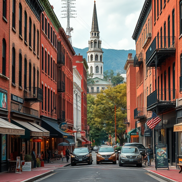 T-Mobile Plans, Coverage & Stores in Atlanta University Center, Atlanta GA 30314 A vibrant street scene in Atlanta University Center, Atlanta, GA 30314, showcasing historic brick buildings with ornate facades of HBCU campuses, colorful mural