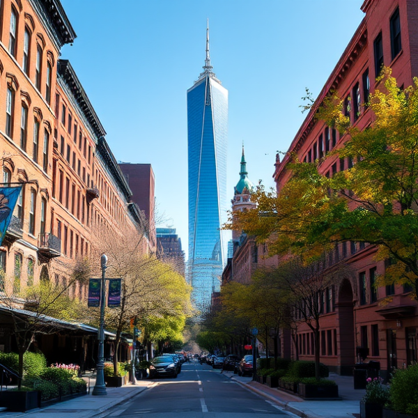AT&T Coverage, Stores & Plans in Back Bay, Boston MA 02217 A vibrant street scene in Back Bay, Boston MA (02217), showcasing iconic brownstone rowhouses with elegant facades and wrought-iron details, lining tree-lined C