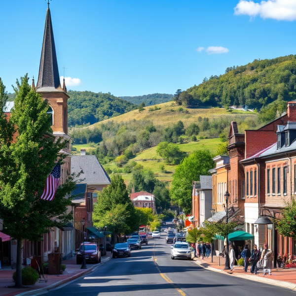 AT&T Coverage, Stores & Plans in Barboursville, Huntington WV 25724 A vibrant street scene in Barboursville, Huntington, WV 25724, showcasing a charming neighborhood with historic brick buildings and modern storefronts lining tr