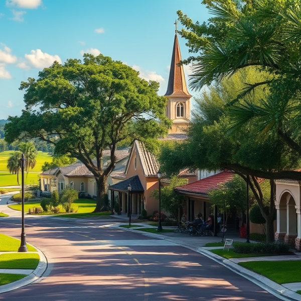 T-Mobile Plans, Coverage & Stores in Bardmoor, Largo FL 33777 A vibrant street scene in Bardmoor, Largo, FL 33777, showcasing lush green lawns and mature oak trees lining quiet residential streets with Mediterranean-style