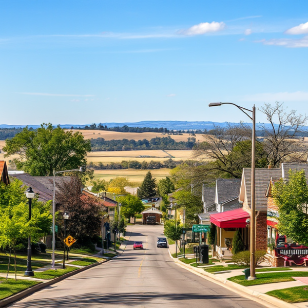 AT&T Coverage, Stores & Plans in Benjamin Hills, Wichita KS 67205 A vibrant street scene in Benjamin Hills, Wichita, KS (67205), showcasing charming mid-century ranch-style homes with brick facades and well-kept lawns, lined a