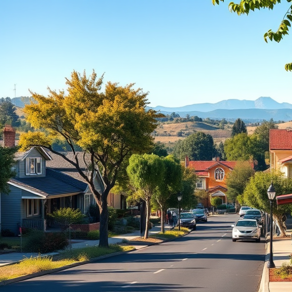 AT&T Coverage, Stores & Plans in Bennett Valley, Santa Rosa CA 95405 A vibrant street scene in Bennett Valley, Santa Rosa, CA (95405), showcasing charming Craftsman and ranch-style homes with lush gardens and mature trees lining