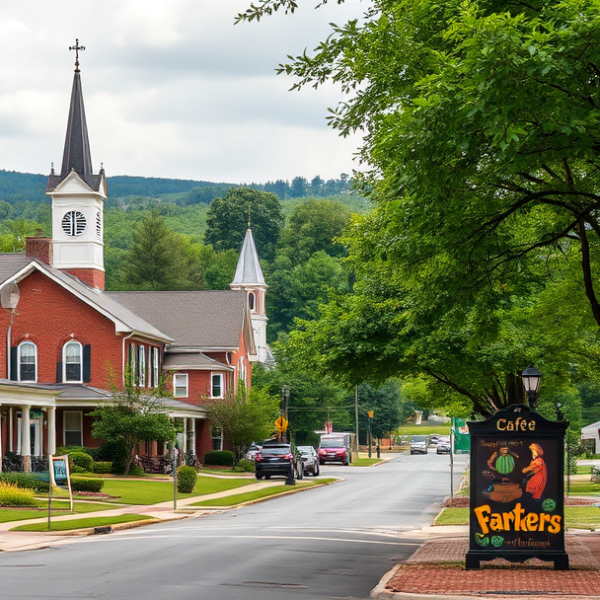 AT&T Coverage, Stores & Plans in Bluff Park, Birmingham AL 35244 A vibrant street scene in Bluff Park, Birmingham, AL 35244, featuring charming early 20th-century Craftsman and Bungalow-style houses with lush front lawns and