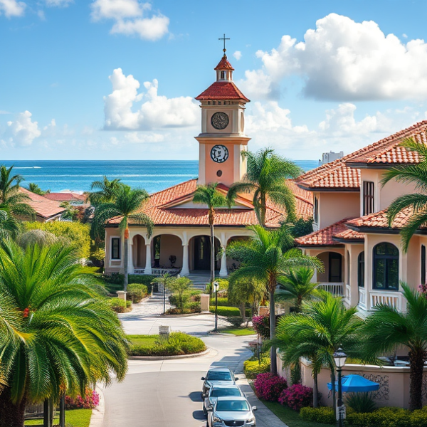 T-Mobile Plans, Coverage & Stores in Boca West, Boca Raton FL 33481 A vibrant street scene in Boca West, Boca Raton, FL 33481, showcasing lush tropical landscaping lining elegant, Mediterranean-style homes with stucco walls, ter