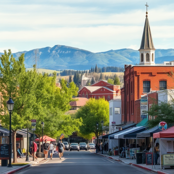 AT&T Coverage, Stores & Plans in Boise State University District, Boise ID 83725 A vibrant street scene in Boise State University District, Boise, ID 83725, featuring the lively urban core with iconic murals depicting Idaho's natural beauty