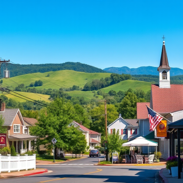 T-Mobile Plans, Coverage & Stores in Boones Creek, Johnson City TN 37614 A vibrant street scene in Boones Creek, Johnson City, TN (37614), showcasing a charming neighborhood with classic Appalachian architecture—white picket fences,