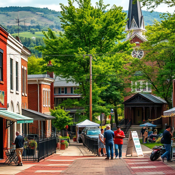 AT&T Coverage, Stores & Plans in Brentwood, Washington DC 20206 A vibrant street scene in Brentwood, Washington, DC (20206), featuring colorful murals depicting local history and community spirit painted on brick walls, with