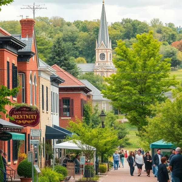 AT&T Coverage, Stores & Plans in Brentwood, Washington DC 20586 A vibrant street scene in Brentwood, Washington, DC (20586), featuring charming early 20th-century brick row houses with decorative cornices and lush greenery f