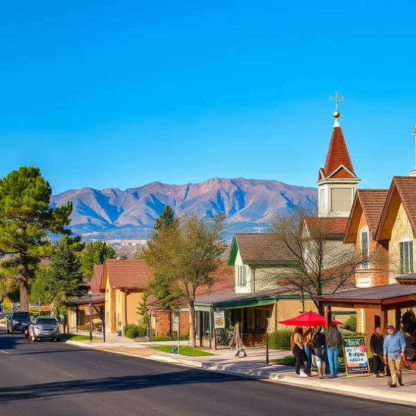 AT&T Coverage, Stores & Plans in Briargate, Colorado Springs CO 80923 A vibrant street scene in Briargate, Colorado Springs, CO 80923, showcasing a suburban neighborhood with modern ranch-style homes and well-manicured lawns. In t