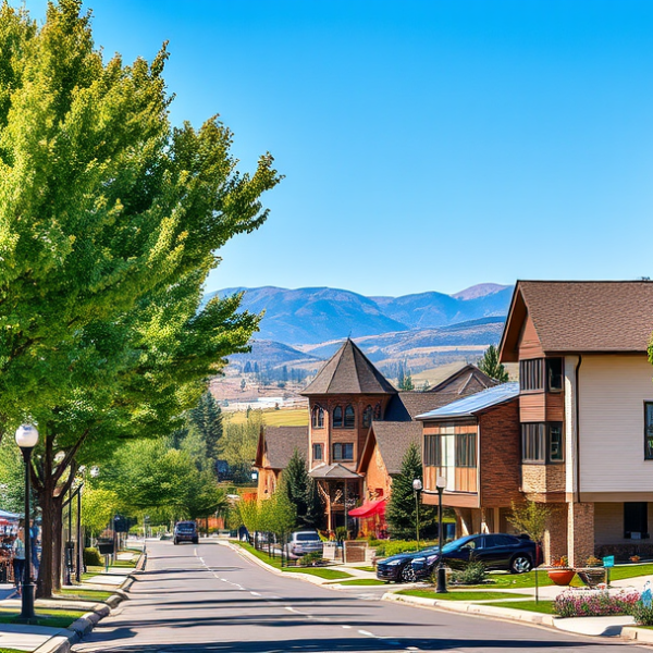 AT&T Coverage, Stores & Plans in Briargate, Colorado Springs CO 80924 A vibrant street scene in Briargate, Colorado Springs (80924), showcasing tree-lined sidewalks and well-manicured lawns. In the background, visible rolling hill