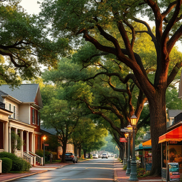 T-Mobile Plans, Coverage & Stores in Briarwood, Jackson MS 39213 A vibrant street scene in Briarwood, Jackson, MS (39213), showcasing lush greenery and mature oak trees lining quiet residential streets with charming Craftsman