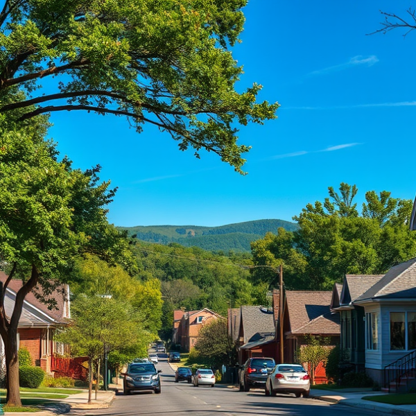 T-Mobile Plans, Coverage & Stores in Briarwood, Little Rock AR 72205 A realistic, aspirational street scene in Briarwood, Little Rock, AR (72205), showcasing tree-lined residential streets with charming craftsman bungalows and mi
