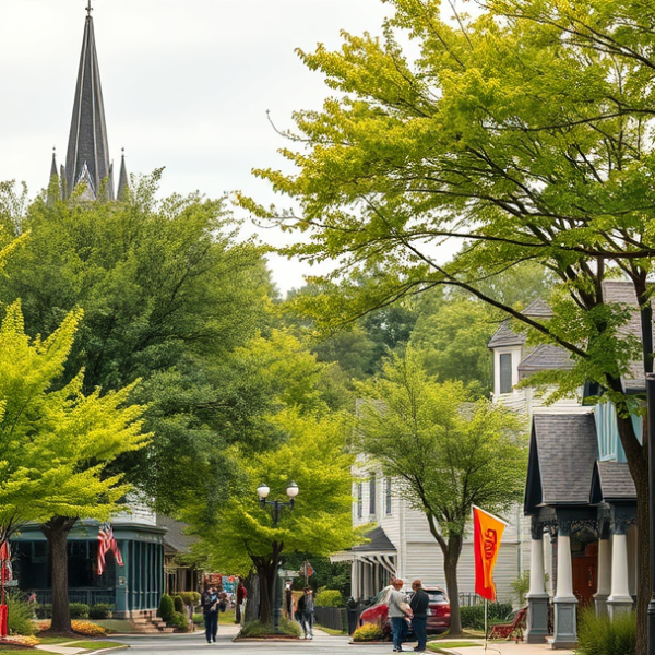 T-Mobile Plans, Coverage & Stores in Bridgefield, Indianapolis IN 46260 A vibrant street scene in Bridgefield, Indianapolis (46260), showcasing the neighborhood's charming mix of early 20th-century Craftsman and Tudor-style homes, w