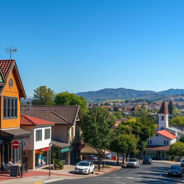AT&T Coverage, Stores & Plans in Brigadoon, San Jose CA 95121 A vibrant street scene in Brigadoon, San Jose, CA 95121, showcasing a diverse neighborhood with colorful murals depicting local history and community life, nest