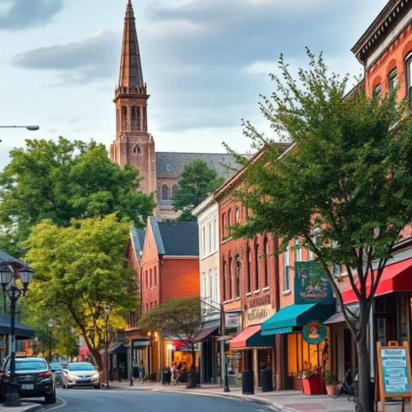 AT&T Coverage, Stores & Plans in Brighton, Rochester NY 14610 A vibrant street scene in Brighton, Rochester, NY (14610), showcasing a lively neighborhood with colorful murals adorning the facades of local shops, including