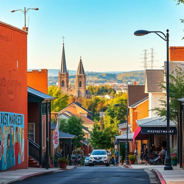 AT&T Coverage, Stores & Plans in Broad Rock, Richmond VA 23224 A vibrant street scene in Broad Rock, Richmond, VA 23224, showcasing a diverse neighborhood with murals depicting local history and culture adorning brick walls