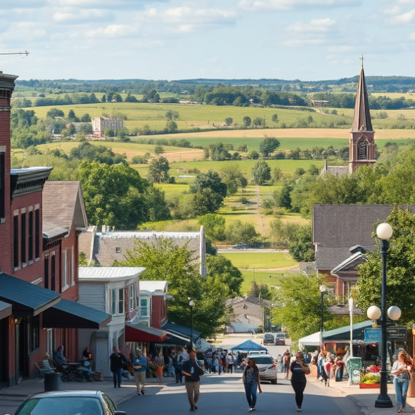 AT&T Coverage, Stores & Plans in Brooking Township, Kansas City MO 64136 A vibrant street scene in Brooking Township, Kansas City, MO (ZIP 64136), featuring colorful murals depicting local history and community pride on brick storefr