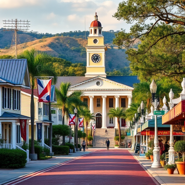 T-Mobile Plans, Coverage & Stores in Brooksville, Spring Hill FL 34604 A vibrant street scene in Brooksville, Spring Hill, FL (34604), showcasing charming historic houses with pastel-colored facades, classic Florida bungalows, and