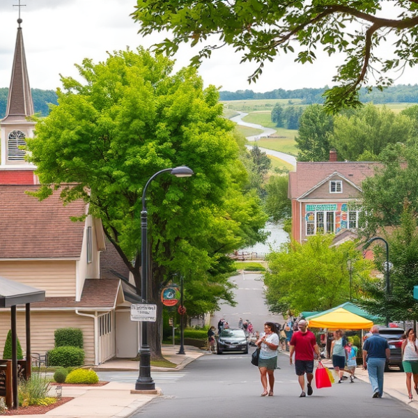AT&T Coverage, Stores & Plans in Brown Deer, Milwaukee WI 53223 A vibrant street scene in Brown Deer, Milwaukee, WI 53223, showcasing a charming suburban neighborhood with tree-lined boulevards and well-manicured lawns. In t