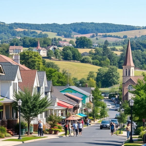AT&T Coverage, Stores & Plans in Bryn Mawr, Raleigh NC 27627 A vibrant street scene in Bryn Mawr, Raleigh, NC 27627, showcasing charming Craftsman and ranch-style homes with lush front lawns, mature trees lining the sidew