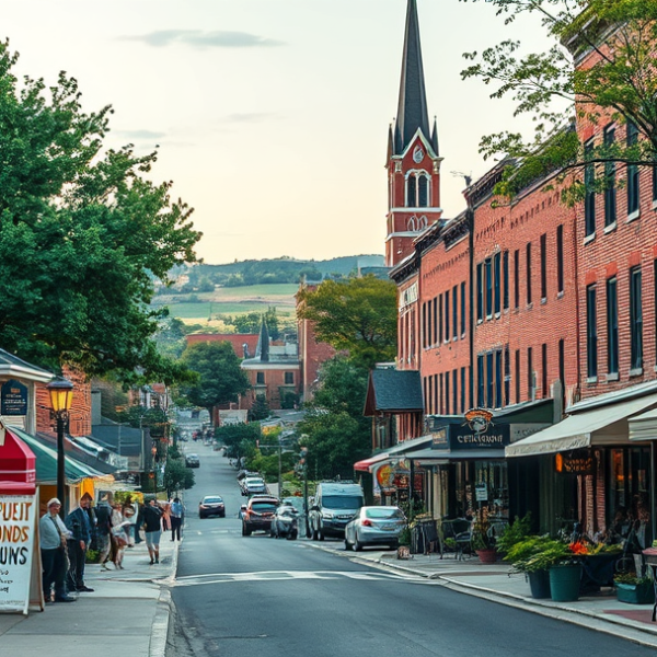 AT&T Coverage, Stores & Plans in Cahokia Heights, East Saint Louis IL 62203 A vibrant street scene in Cahokia Heights, East Saint Louis, IL (62203), showcasing a mural of historic Cahokia Mounds on a brick wall, with locals gathering at