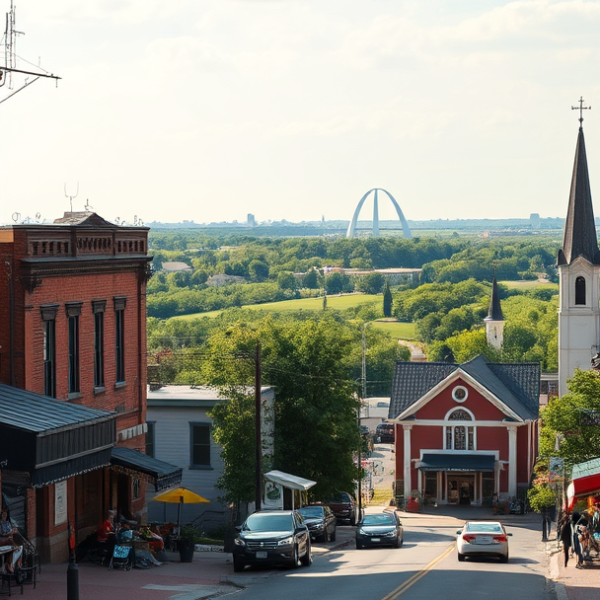 AT&T Coverage, Stores & Plans in Cahokia Heights, East Saint Louis IL 62207 A vibrant street scene in Cahokia Heights, East Saint Louis, IL (62207), featuring a mural depicting local history and cultural pride on a brick building wall,