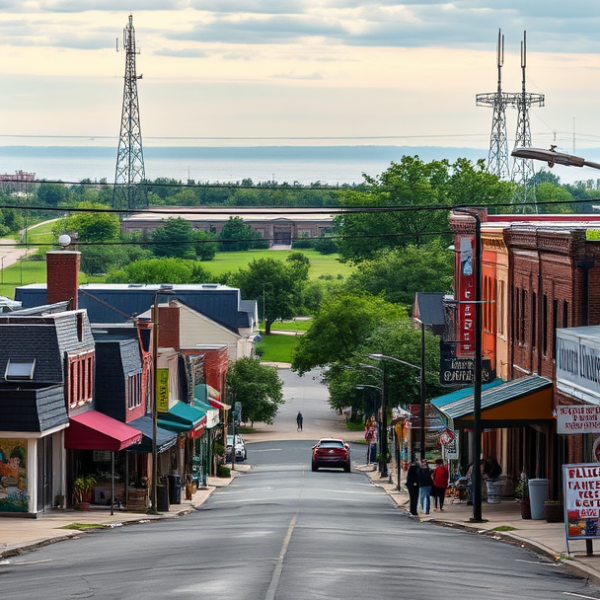 AT&T Coverage, Stores & Plans in Calumet Township, Gary IN 46407 A vibrant street scene in Calumet Township, Gary, IN 46407, showcasing a diverse neighborhood with colorful murals depicting local history and community pride,