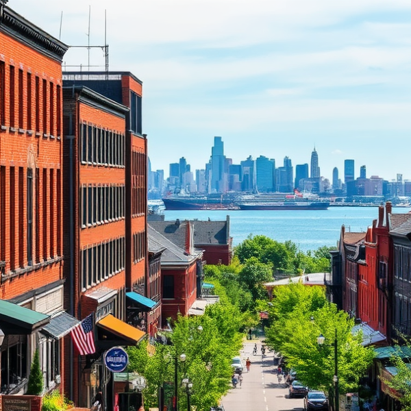AT&T Coverage, Stores & Plans in Canton Industrial Area, Baltimore MD 21224 A vibrant street scene in Canton Industrial Area, Baltimore, MD 21224, showcasing a mix of historic warehouse buildings repurposed into modern art galleries and