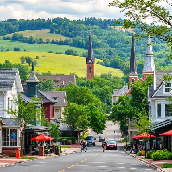 AT&T Coverage, Stores & Plans in Canton Township, Canton OH 44799 A vibrant street scene in Canton Township, Canton, OH 44799, featuring a charming neighborhood with well-preserved early 20th-century houses showcasing Craftsma