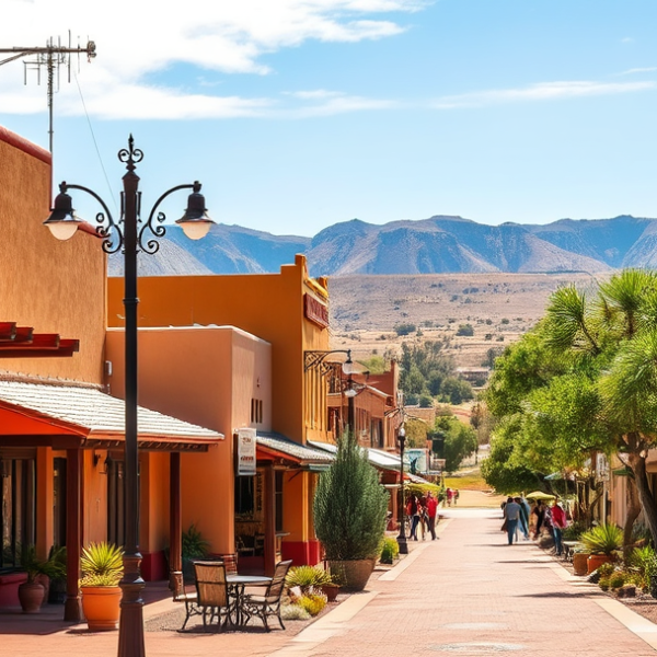 AT&T Coverage, Stores & Plans in Canyon Country Club, Amarillo TX 79114 A vibrant street scene in Canyon Country Club, Amarillo, TX 79114, showcasing the neighborhood's warm, sunlit atmosphere. In the background, the iconic mural in