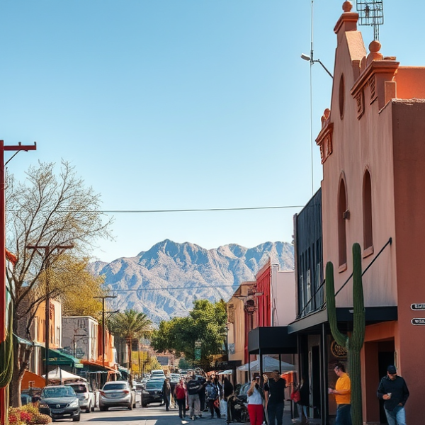 AT&T Coverage, Stores & Plans in Capitol Heights, Phoenix AZ 85009 A vibrant street scene in Capitol Heights, Phoenix, AZ (85009), showcasing colorful murals depicting local history and desert flora on the neighborhood’s walls,