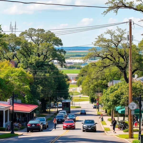 T-Mobile Plans, Coverage & Stores in Carencro, Lafayette LA 70509 A vibrant street scene in Carencro, Lafayette, LA 70509, showcasing a charming neighborhood with colorful historic cottages and classic Creole-style houses feat