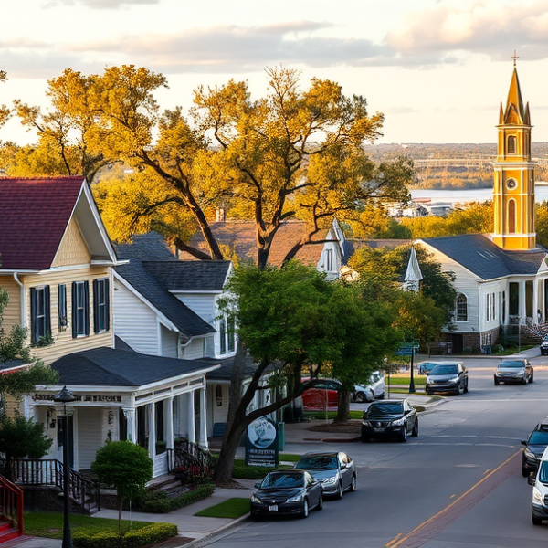 T-Mobile Plans, Coverage & Stores in Caspiana, Shreveport LA 71115 A vibrant street scene in Caspiana, Shreveport, LA (71115), featuring historic Craftsman-style houses with inviting porches and colorful bungalows, lined along