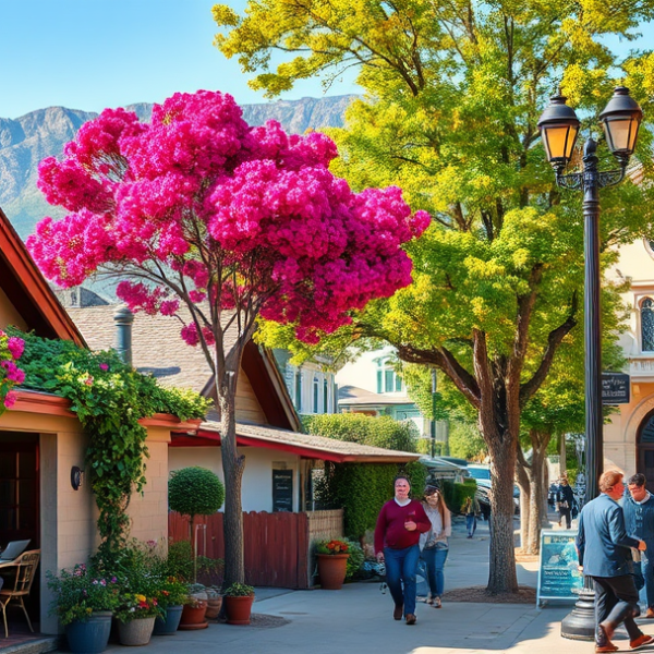 AT&T Coverage, Stores & Plans in Catalina Villas, Pasadena CA 91116 A vibrant street scene in Catalina Villas, Pasadena, CA (91116), showcasing charming Craftsman and Spanish-style homes with lush greenery and blooming bougainvi