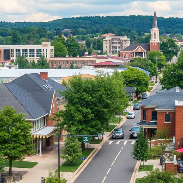 T-Mobile Plans, Coverage & Stores in Cedar Bluff, Knoxville TN 37923 A vibrant street scene in Cedar Bluff, Knoxville, TN 37923, featuring lush greenery and mature trees lining well-maintained sidewalks. In the background, modern