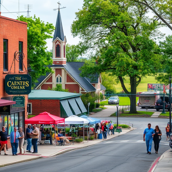 AT&T Coverage, Stores & Plans in Center Township, Indianapolis IN 46201 A vibrant street scene in Center Township, Indianapolis, IN (46201), featuring a murals-covered brick building showcasing colorful, contemporary artwork celebra