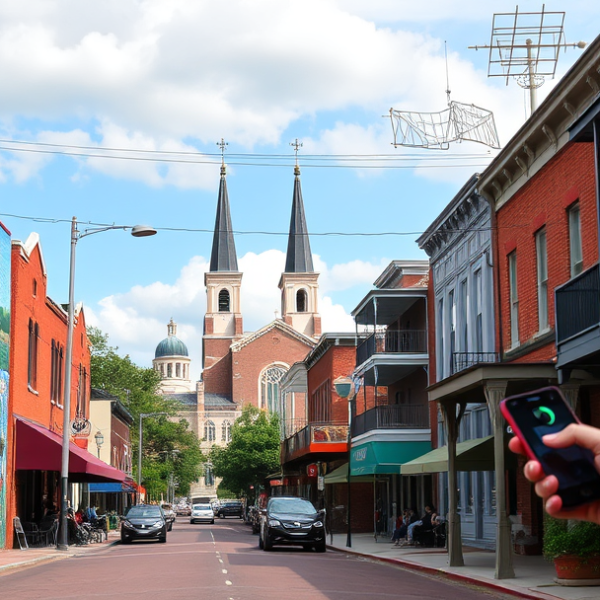 AT&T Coverage, Stores & Plans in Central Baton Rouge, LA 70818 A vibrant street scene in Central Baton Rouge, LA (70818), featuring colorful murals depicting local culture and history adorning neighborhood walls, with landm