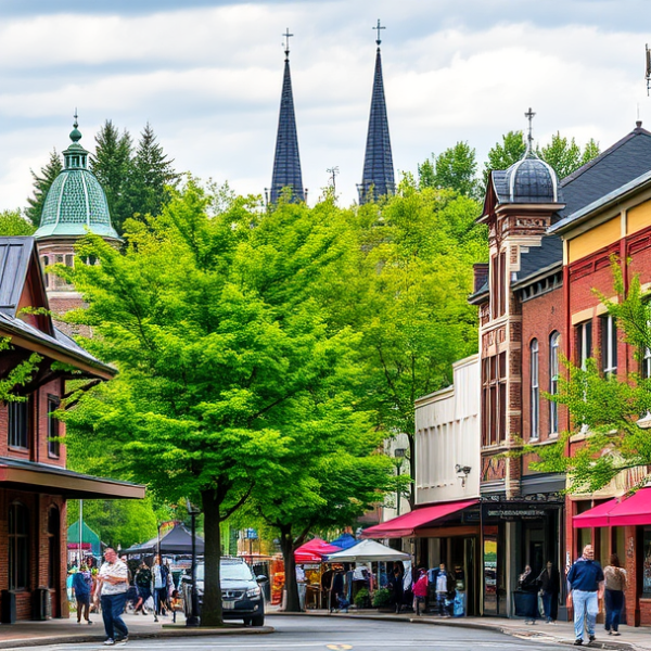 T-Mobile Plans, Coverage & Stores in Central Business District, Bellingham WA 98227 A vibrant street scene in Bellingham's Central Business District, WA (98227), featuring the historic Bellingham Railway Depot with its vintage brick façade and